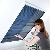 Fliegengitter Plissee für Dachfenster bis max. 100 x 157 cm - Insektenschutz - Dachfensterplissee - 110 x 160 cm | weißer Rahmen - 2